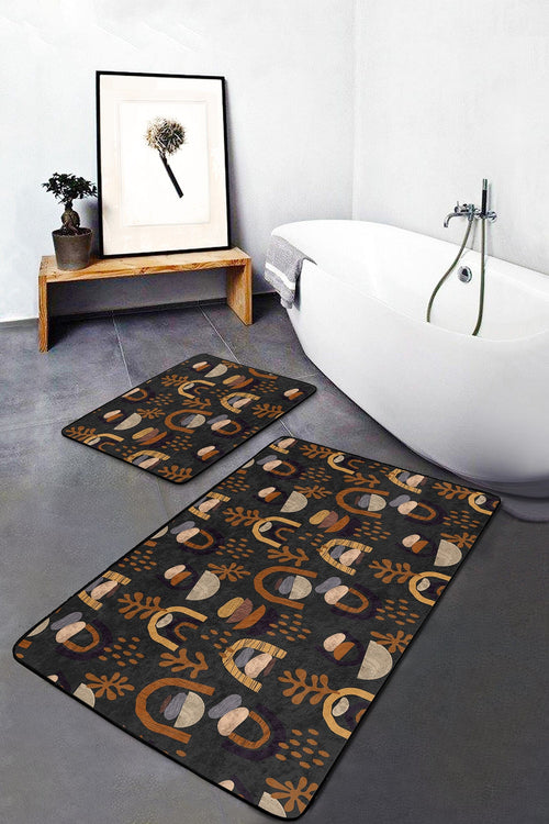Set di 2 Tappetini da bagno antiscivolo Guven BPS520 Rectangle Multicolore, 100 x 60 cm / 60 x 50 cm (1)