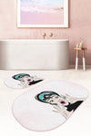Set di 2 Tappetini da bagno antiscivolo Guven BPS523 Oval Multicolore, 100 x 60 cm / 60 x 50 cm (2)