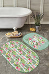 Set di 2 Tappetini da bagno antiscivolo Guven BPS524 Oval Multicolore, 100 x 60 cm / 60 x 50 cm
