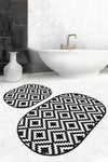 Set di 2 Tappetini da bagno antiscivolo Guven BPS525 Oval Multicolore, 100 x 60 cm / 60 x 50 cm