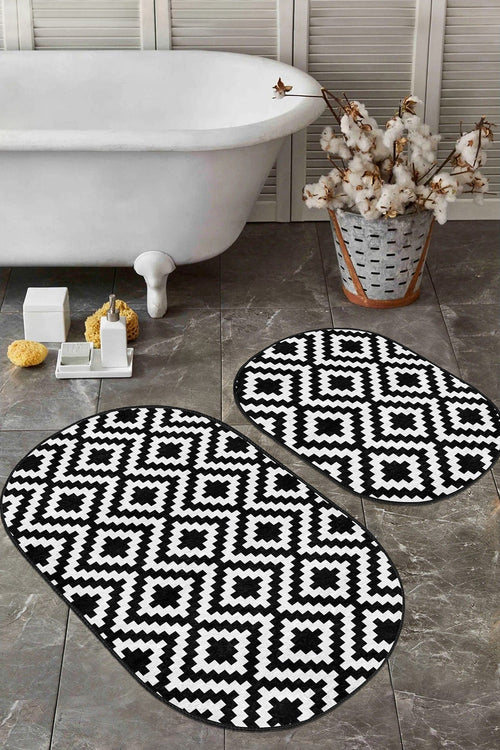 Set di 2 Tappetini da bagno antiscivolo Guven BPS525 Oval Multicolore, 100 x 60 cm / 60 x 50 cm (1)