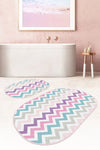Set di 2 Tappetini da bagno antiscivolo Guven BPS526 Oval Multicolore, 100 x 60 cm / 60 x 50 cm (1)
