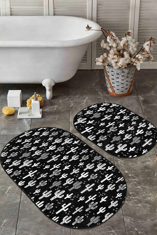 Set di 2 Tappetini da bagno antiscivolo Guven BPS527 Oval Multicolore, 100 x 60 cm / 60 x 50 cm