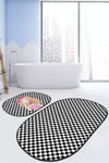 Set di 2 Tappetini da bagno antiscivolo Guven BPS528 Oval Multicolore, 100 x 60 cm / 60 x 50 cm (2)
