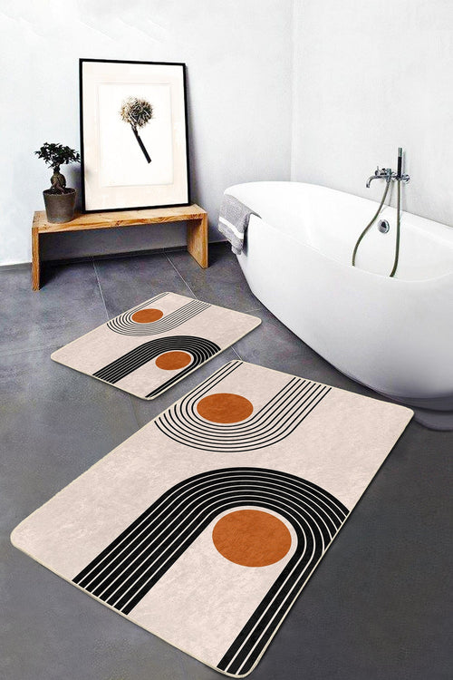 Set di 2 Tappetini da bagno antiscivolo Hande BPS359 Rectangle Multicolore, 100 x 60 cm / 60 x 50 cm