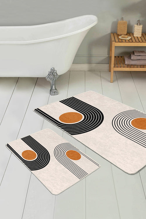 Set di 2 Tappetini da bagno antiscivolo Hande BPS359 Rectangle Multicolore, 100 x 60 cm / 60 x 50 cm (1)