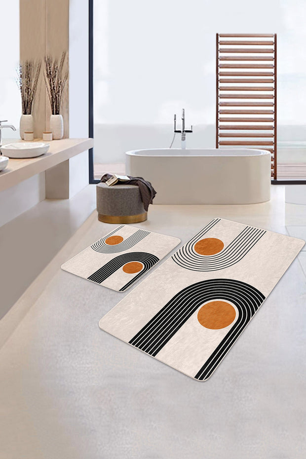 Set di 2 Tappetini da bagno antiscivolo Hande BPS359 Rectangle Multicolore, 100 x 60 cm / 60 x 50 cm (2)