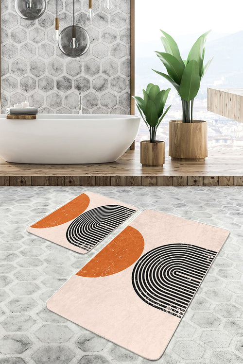 Set di 2 Tappetini da bagno antiscivolo Hande BPS360 Rectangle Multicolore, 100 x 60 cm / 60 x 50 cm