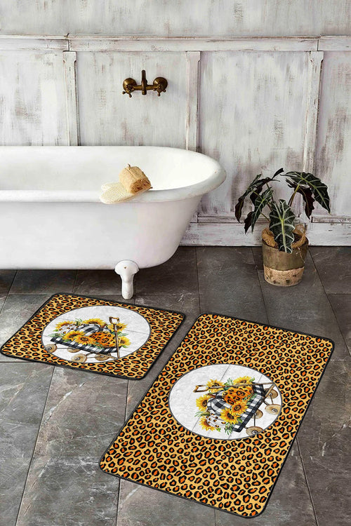Set di 2 Tappetini da bagno antiscivolo Hande BPS414 Rectangle Multicolore, 100 x 60 cm / 60 x 50 cm