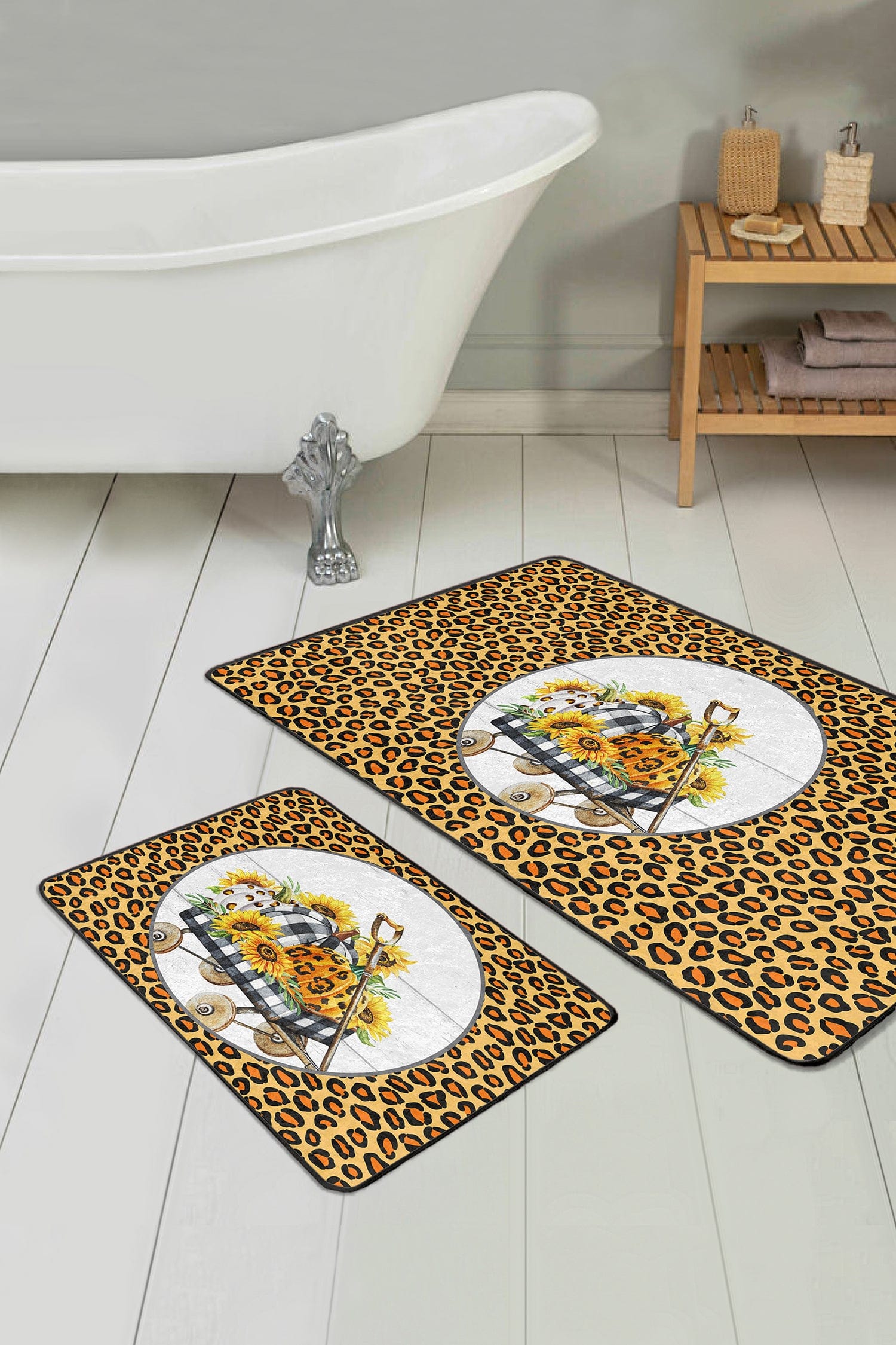 Set di 2 Tappetini da bagno antiscivolo Hande BPS414 Rectangle Multicolore, 100 x 60 cm / 60 x 50 cm (2)