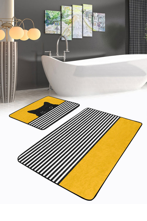 Set di 2 Tappetini da bagno antiscivolo Hande BPS434 Rectangle Multicolore, 100 x 60 cm / 60 x 50 cm
