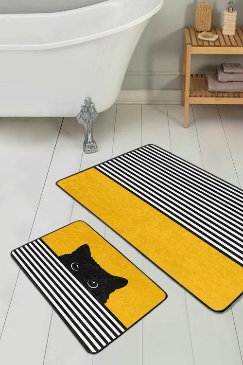 Set di 2 Tappetini da bagno antiscivolo Hande BPS434 Rectangle Multicolore, 100 x 60 cm / 60 x 50 cm (1)