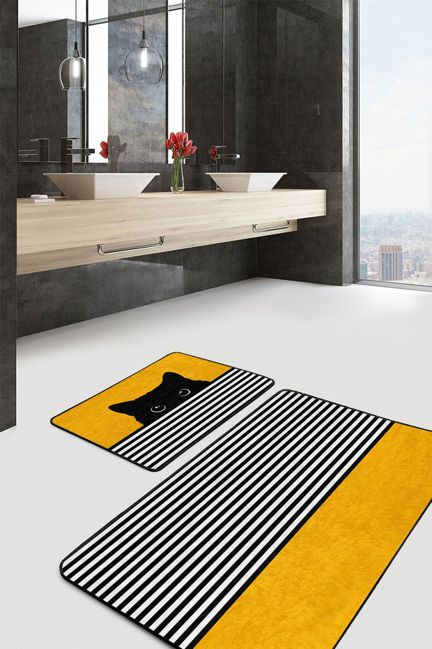 Set di 2 Tappetini da bagno antiscivolo Hande BPS434 Rectangle Multicolore, 100 x 60 cm / 60 x 50 cm (2)
