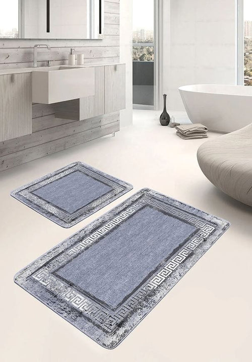 Set di 2 Tappetini da bagno antiscivolo Hatice BPS649 Rectangle Multicolore, 100 x 60 cm / 60 x 50 cm