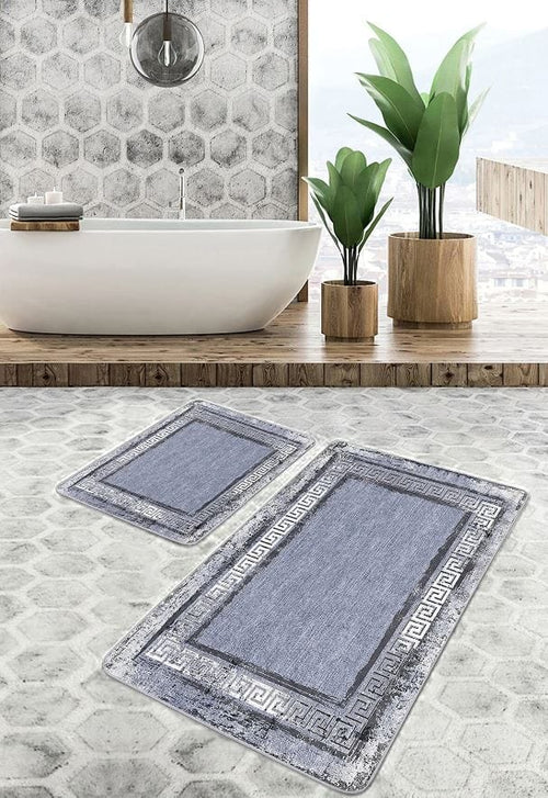 Set di 2 Tappetini da bagno antiscivolo Hatice BPS649 Rectangle Multicolore, 100 x 60 cm / 60 x 50 cm (1)