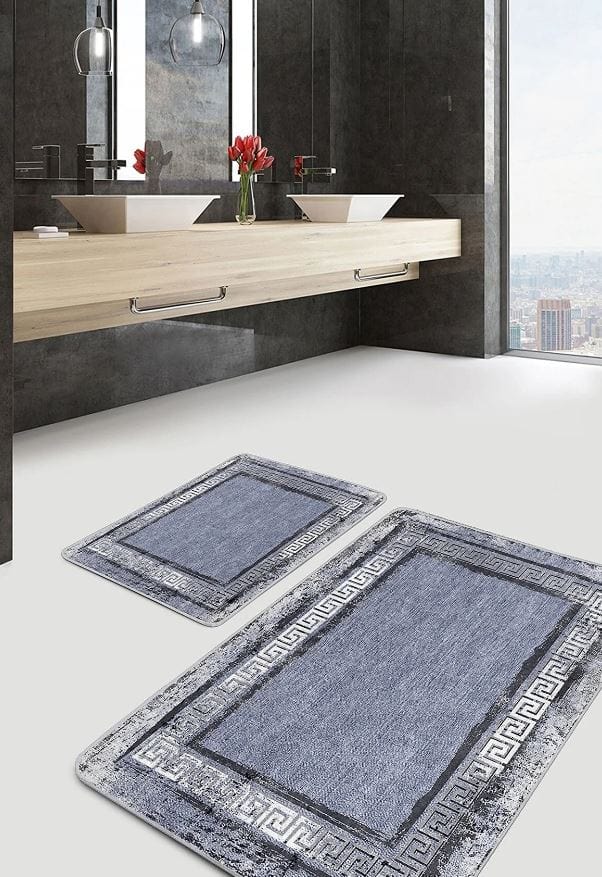 Set di 2 Tappetini da bagno antiscivolo Hatice BPS649 Rectangle Multicolore, 100 x 60 cm / 60 x 50 cm (3)