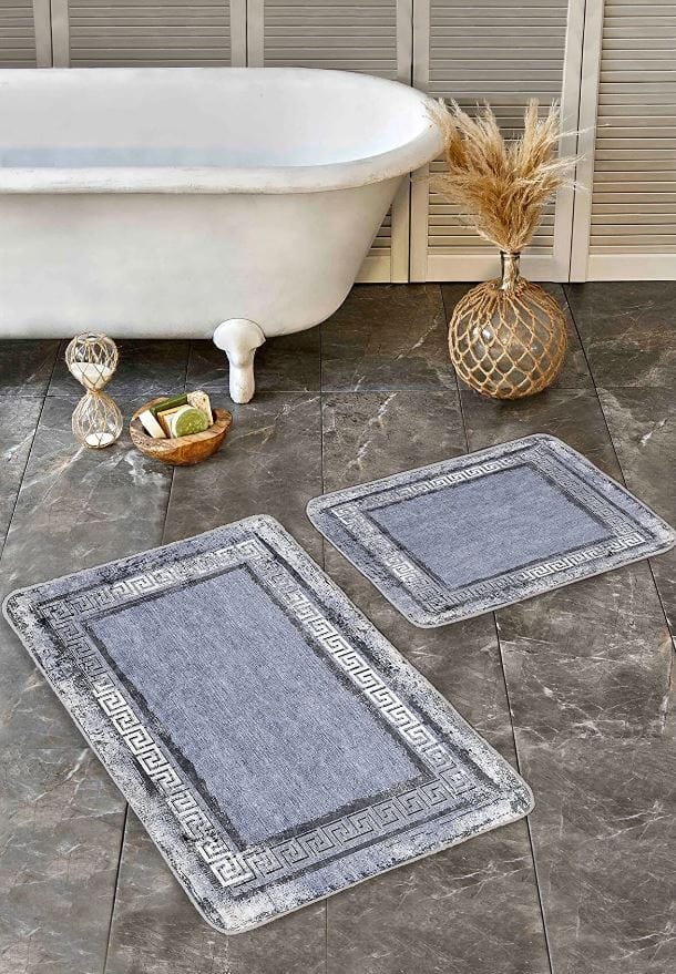 Set di 2 Tappetini da bagno antiscivolo Hatice BPS649 Rectangle Multicolore, 100 x 60 cm / 60 x 50 cm (4)
