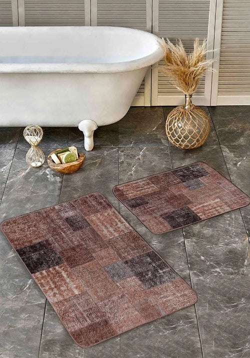 Set di 2 Tappetini da bagno antiscivolo Hatice BPS650 Rectangle Multicolore, 100 x 60 cm / 60 x 50 cm (1)