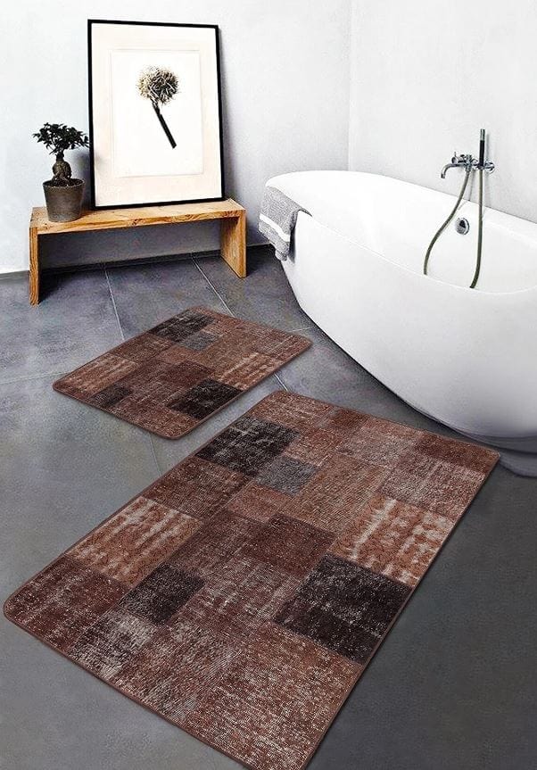 Set di 2 Tappetini da bagno antiscivolo Hatice BPS650 Rectangle Multicolore, 100 x 60 cm / 60 x 50 cm (4)