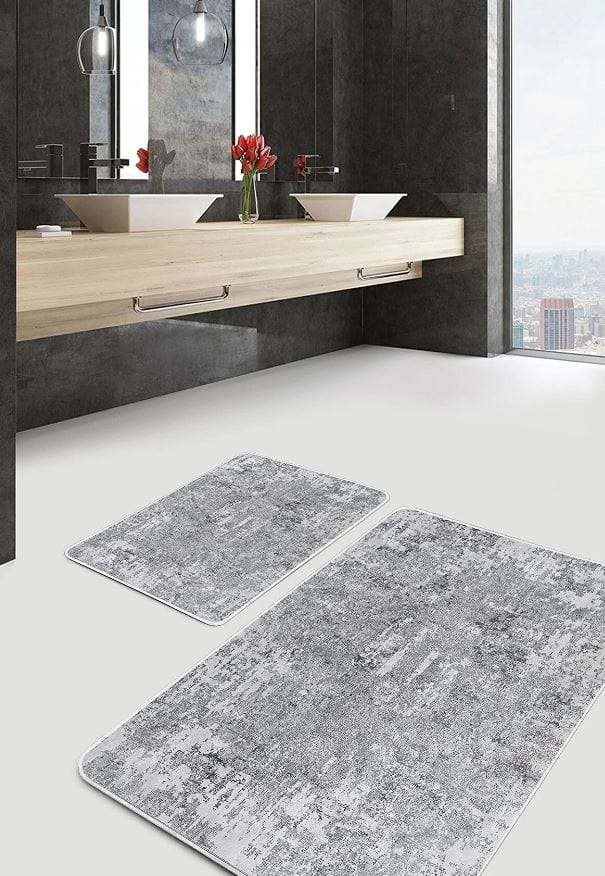 Set di 2 Tappetini da bagno antiscivolo Hatice BPS651 Rectangle Multicolore, 100 x 60 cm / 60 x 50 cm (4)