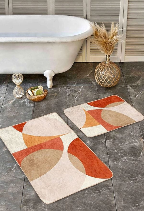 Set di 2 Tappetini da bagno antiscivolo Hatice BPS652 Rectangle Multicolore, 100 x 60 cm / 60 x 50 cm (1)