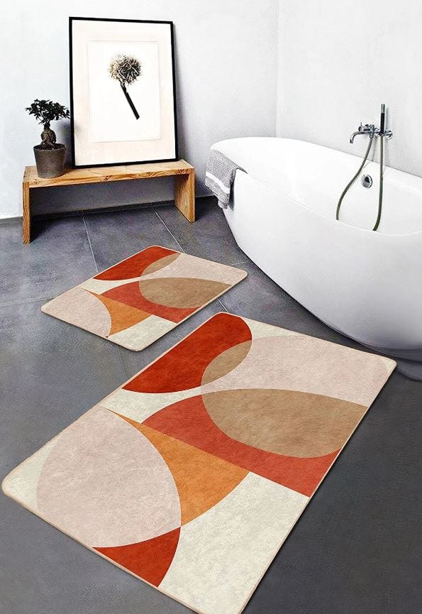 Set di 2 Tappetini da bagno antiscivolo Hatice BPS652 Rectangle Multicolore, 100 x 60 cm / 60 x 50 cm (4)