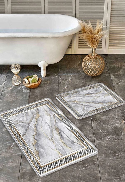 Set di 2 Tappetini da bagno antiscivolo Hatice BPS653 Rectangle Multicolore, 100 x 60 cm / 60 x 50 cm (1)