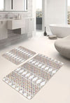 Set di 2 Tappetini da bagno antiscivolo Hatice BPS654 Rectangle Multicolore, 100 x 60 cm / 60 x 50 cm