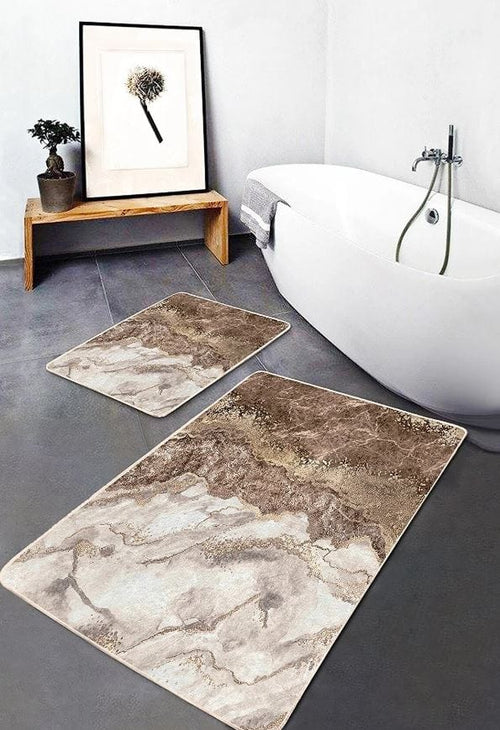 Set di 2 Tappetini da bagno antiscivolo Hatice BPS655 Rectangle Multicolore, 100 x 60 cm / 60 x 50 cm (1)