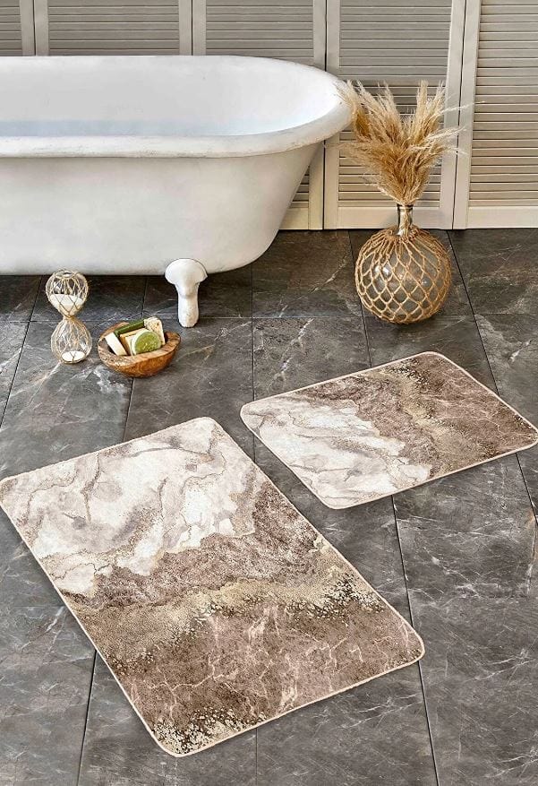 Set di 2 Tappetini da bagno antiscivolo Hatice BPS655 Rectangle Multicolore, 100 x 60 cm / 60 x 50 cm (3)