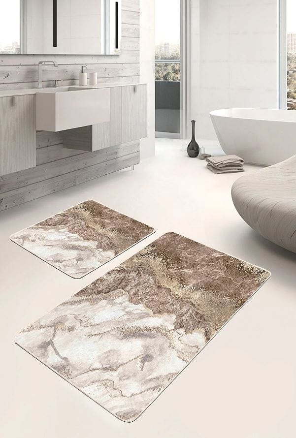 Set di 2 Tappetini da bagno antiscivolo Hatice BPS655 Rectangle Multicolore, 100 x 60 cm / 60 x 50 cm (4)