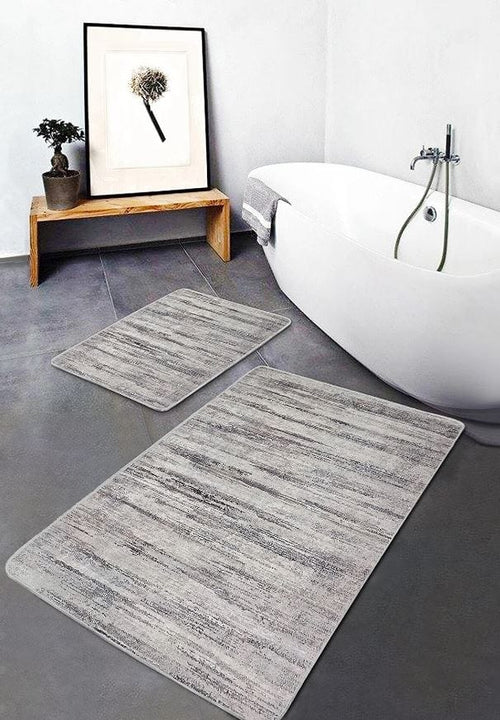 Set di 2 Tappetini da bagno antiscivolo Hatice BPS656 Rectangle Multicolore, 100 x 60 cm / 60 x 50 cm