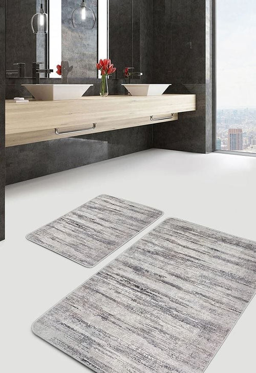 Set di 2 Tappetini da bagno antiscivolo Hatice BPS656 Rectangle Multicolore, 100 x 60 cm / 60 x 50 cm (1)