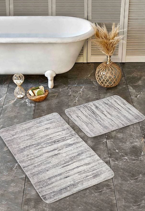 Set di 2 Tappetini da bagno antiscivolo Hatice BPS656 Rectangle Multicolore, 100 x 60 cm / 60 x 50 cm (2)