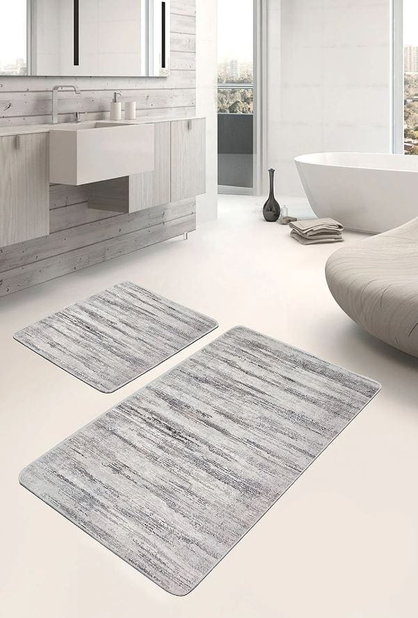 Set di 2 Tappetini da bagno antiscivolo Hatice BPS656 Rectangle Multicolore, 100 x 60 cm / 60 x 50 cm (3)