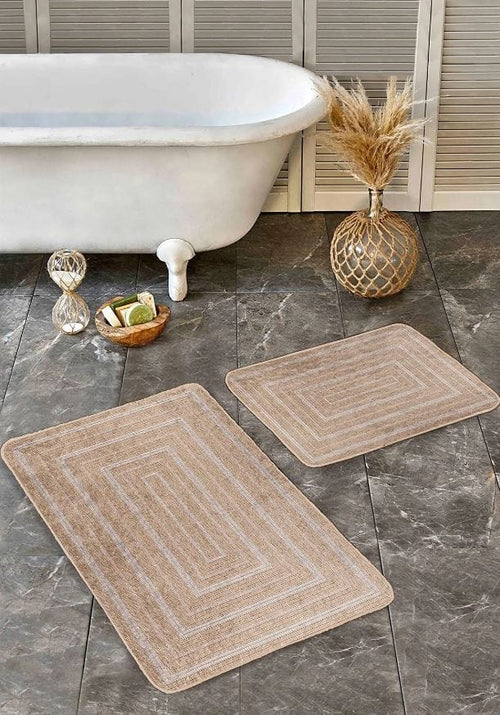 Set di 2 Tappetini da bagno antiscivolo Hatice BPS658 Rectangle Multicolore, 100 x 60 cm / 60 x 50 cm (1)