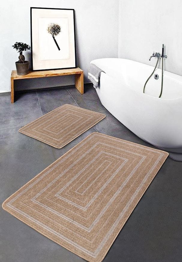 Set di 2 Tappetini da bagno antiscivolo Hatice BPS658 Rectangle Multicolore, 100 x 60 cm / 60 x 50 cm (4)