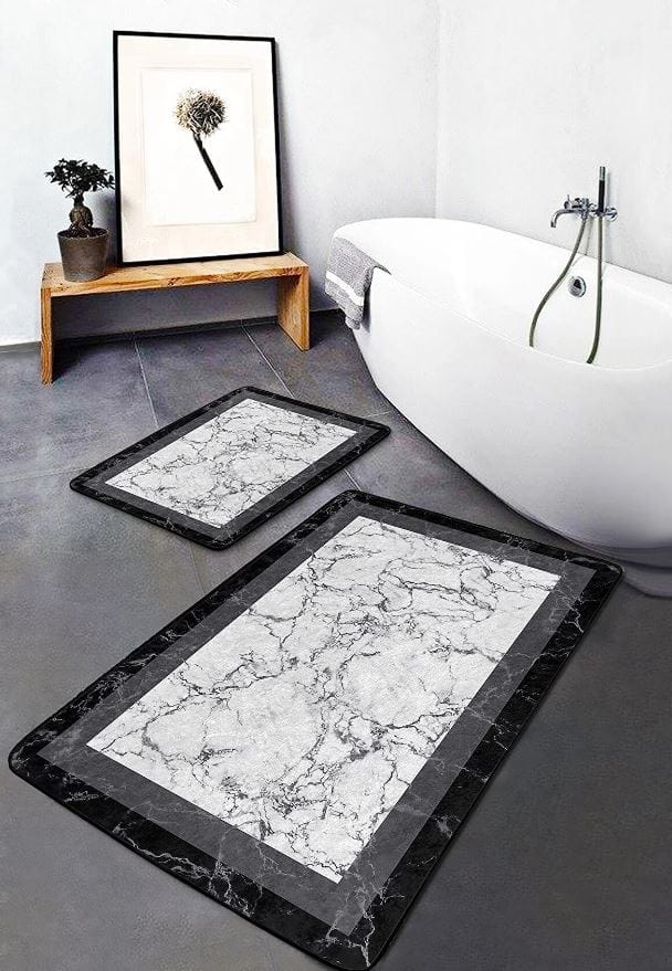 Set di 2 Tappetini da bagno antiscivolo Hatice BPS659 Rectangle Multicolore, 100 x 60 cm / 60 x 50 cm (3)