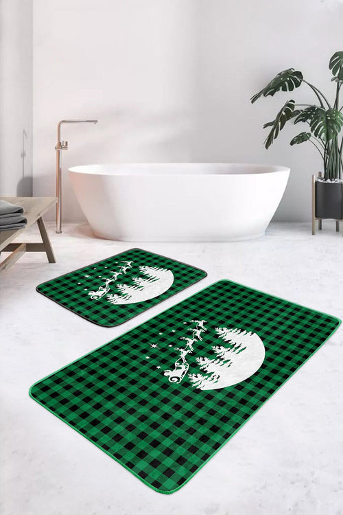 Set di 2 Tappetini da bagno antiscivolo Hazal BPS387 Rectangle Multicolore, 100 x 60 cm / 60 x 50 cm