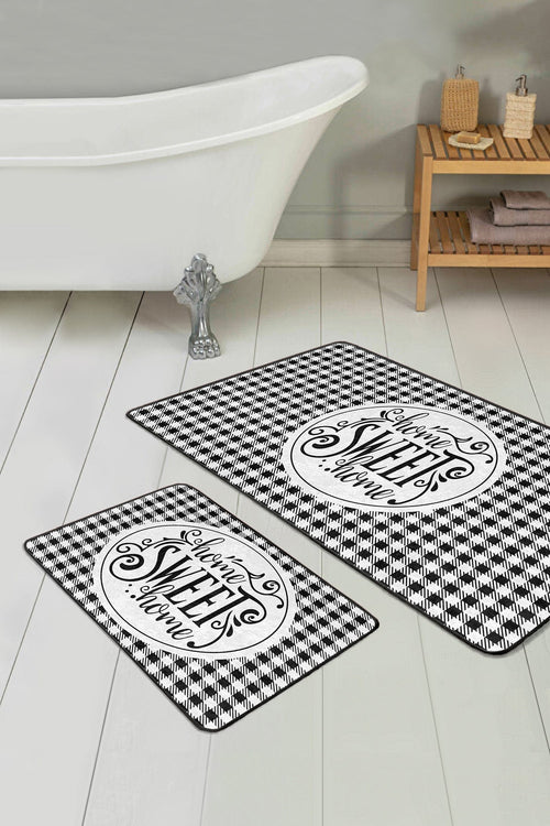 Set di 2 Tappetini da bagno antiscivolo Hazal BPS388 Rectangle Multicolore, 100 x 60 cm / 60 x 50 cm