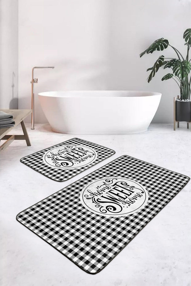 Set di 2 Tappetini da bagno antiscivolo Hazal BPS388 Rectangle Multicolore, 100 x 60 cm / 60 x 50 cm (2)