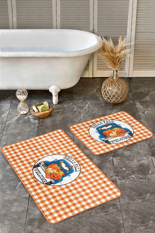 Set di 2 Tappetini da bagno antiscivolo Hazal BPS389 Rectangle Multicolore, 100 x 60 cm / 60 x 50 cm