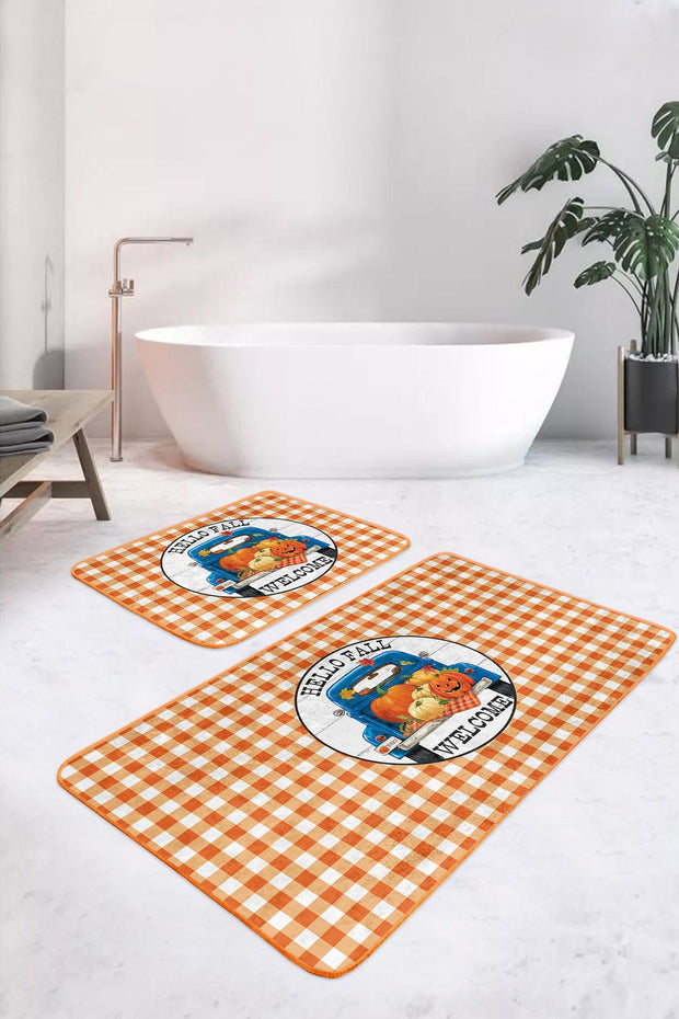 Set di 2 Tappetini da bagno antiscivolo Hazal BPS389 Rectangle Multicolore, 100 x 60 cm / 60 x 50 cm (2)