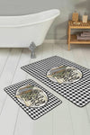 Set di 2 Tappetini da bagno antiscivolo Hazal BPS391 Rectangle Multicolore, 100 x 60 cm / 60 x 50 cm