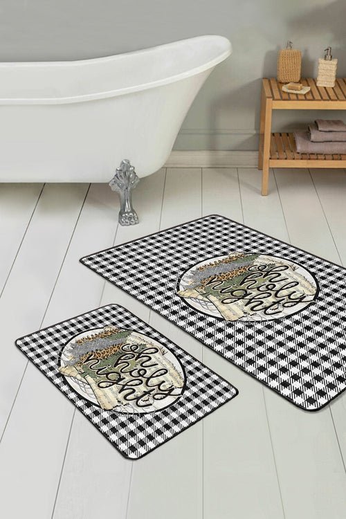 Set di 2 Tappetini da bagno antiscivolo Hazal BPS391 Rectangle Multicolore, 100 x 60 cm / 60 x 50 cm