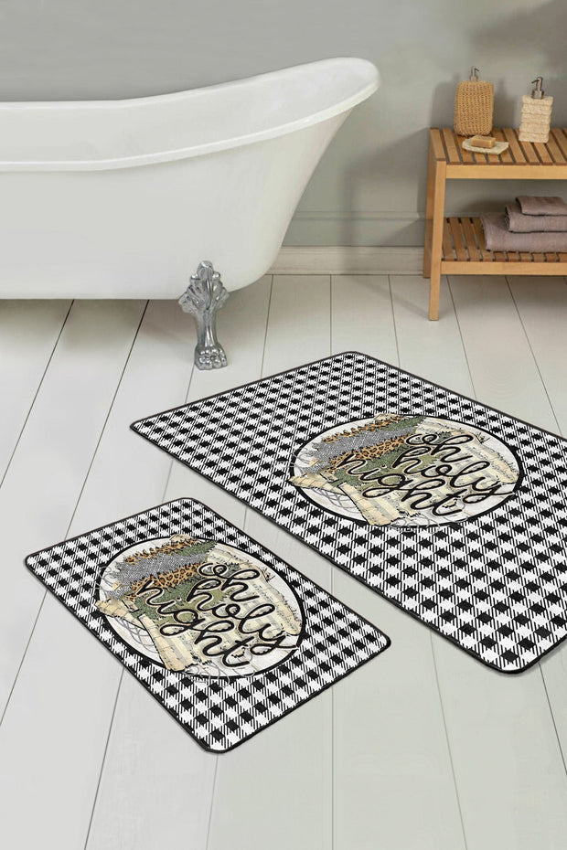 Set di 2 Tappetini da bagno antiscivolo Hazal BPS391 Rectangle Multicolore, 100 x 60 cm / 60 x 50 cm