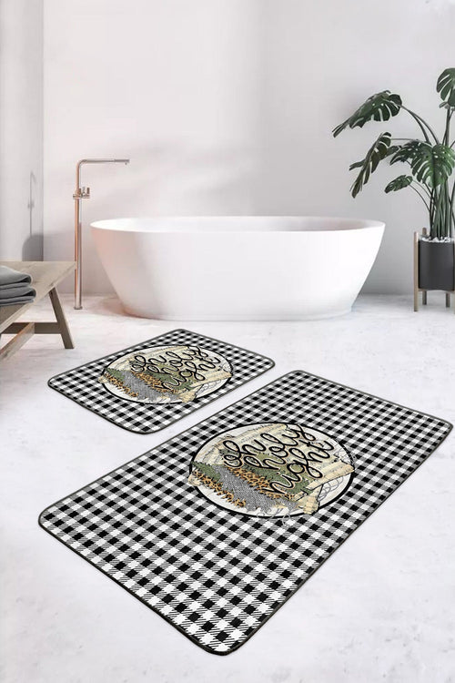 Set di 2 Tappetini da bagno antiscivolo Hazal BPS391 Rectangle Multicolore, 100 x 60 cm / 60 x 50 cm (1)