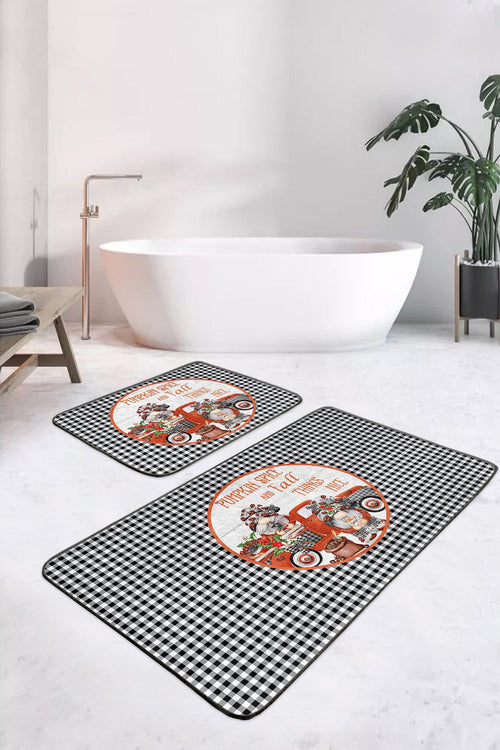 Set di 2 Tappetini da bagno antiscivolo Hazal BPS392 Rectangle Multicolore, 100 x 60 cm / 60 x 50 cm