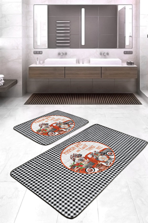 Set di 2 Tappetini da bagno antiscivolo Hazal BPS392 Rectangle Multicolore, 100 x 60 cm / 60 x 50 cm (2)