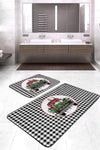 Set di 2 Tappetini da bagno antiscivolo Hazal BPS393 Rectangle Multicolore, 100 x 60 cm / 60 x 50 cm (2)